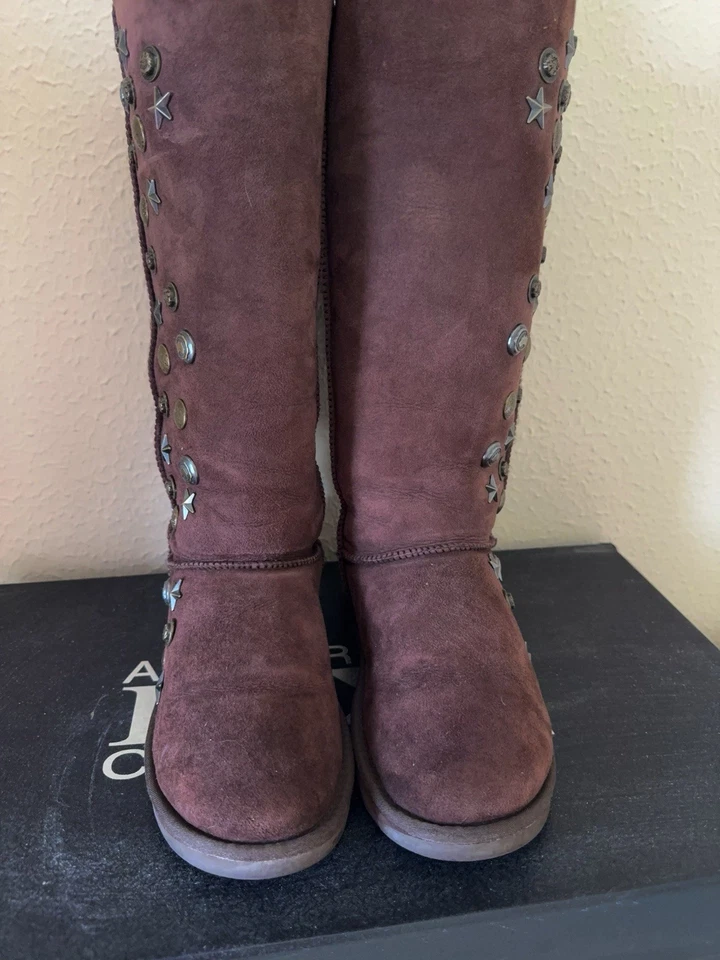 Australia Luxe Tall Metal Studded Sheepskin Fur Boot w/  box ***US 8 - Image 4 of 4