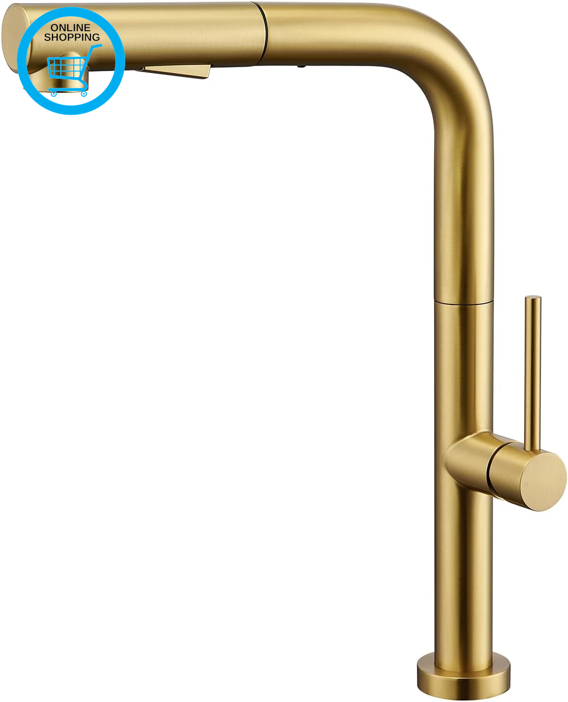 Kitchen Sink Taps Mixer, 360 Swive Stainless Steel L Shaped Monobloc 1 Hole with