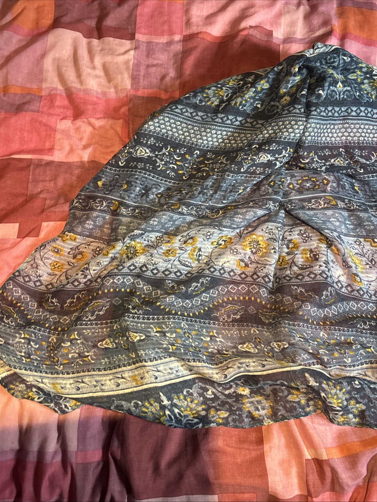 Springfield Large Rectangular Blue Scarf With Flo… - image 7