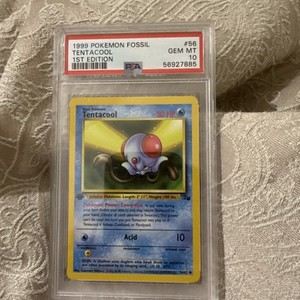 Pokemon Tentacool 1st Edition Fossil Pokémon TCG 56/62 English PSA 10 1999 Low