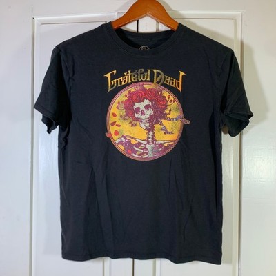 Grateful Dead Kids Bertha Skull Roses Graphic Tee Black Mad Engine Size 10/12 L