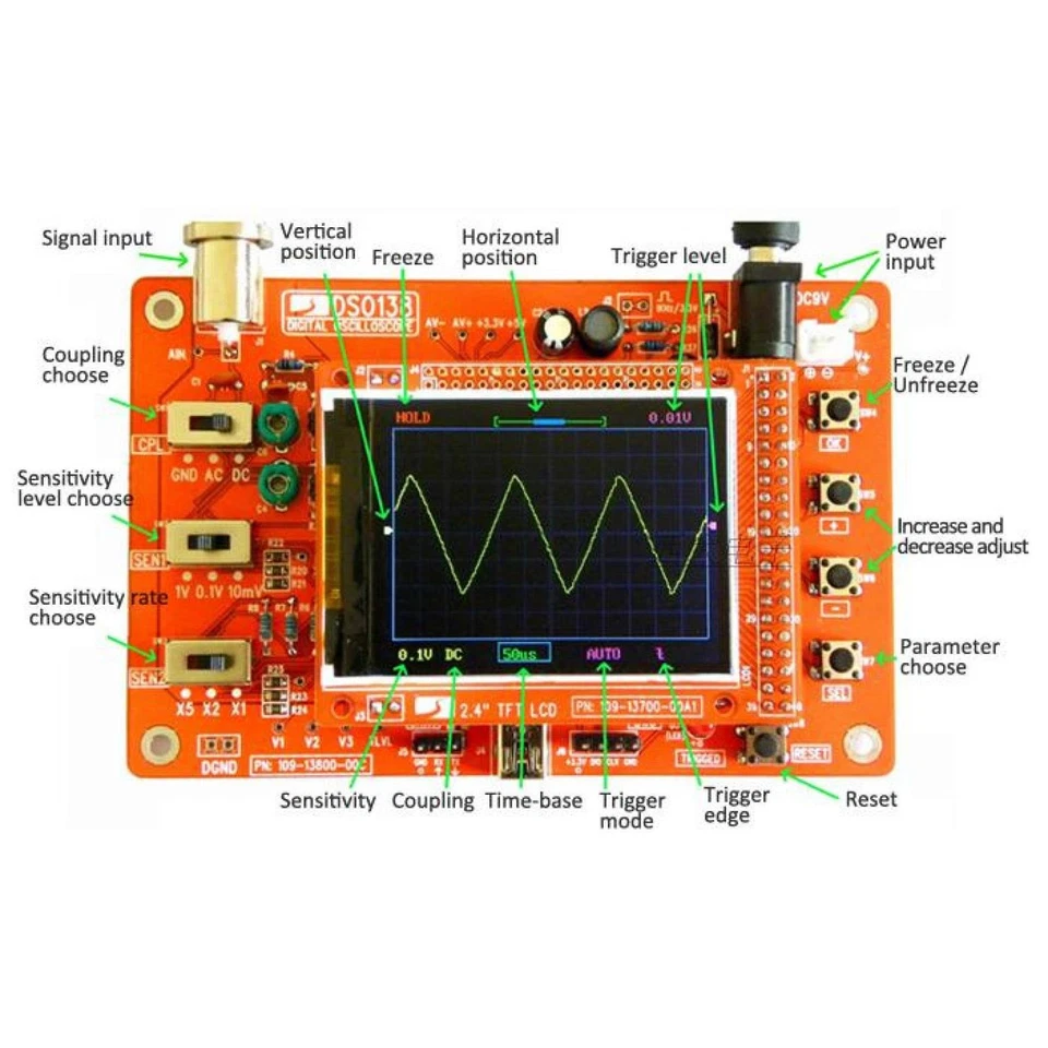 2.4in TFT Digital Assembled DSO138 Oscilloscope Kit DIY Module Education Board - Image 3 of 3