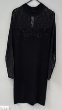 Stunning Black Lace & Embroidery Mock-Neck Shift Dress size 12 BNWT