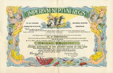 WWII Neptunus Rex Navy Initiation Certificate for Crossing Equator USAT Etolin