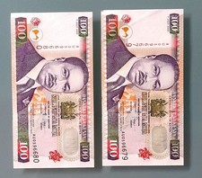 Bank notes x2 Kenya 100 sh Moi UNC 1st July,2000 HARIASTAMP consecutive numbers 