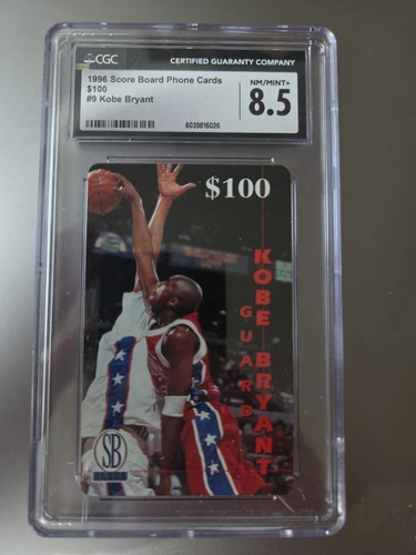 Kobe Bryant Scoreboard Pre Rookie $100 Phone Card CGC 8.5 Low Pop