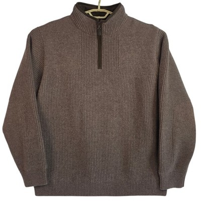 LL Bean 100% Merino Lambs Wool 1/4 Zip Waterfowl Sweater Mens Size XL Heavy Knit