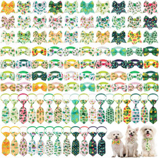 100 Pieces Dog Bow Tie Collar Set Include 40 Dog Neckties, and 30 Puppy Bowties,