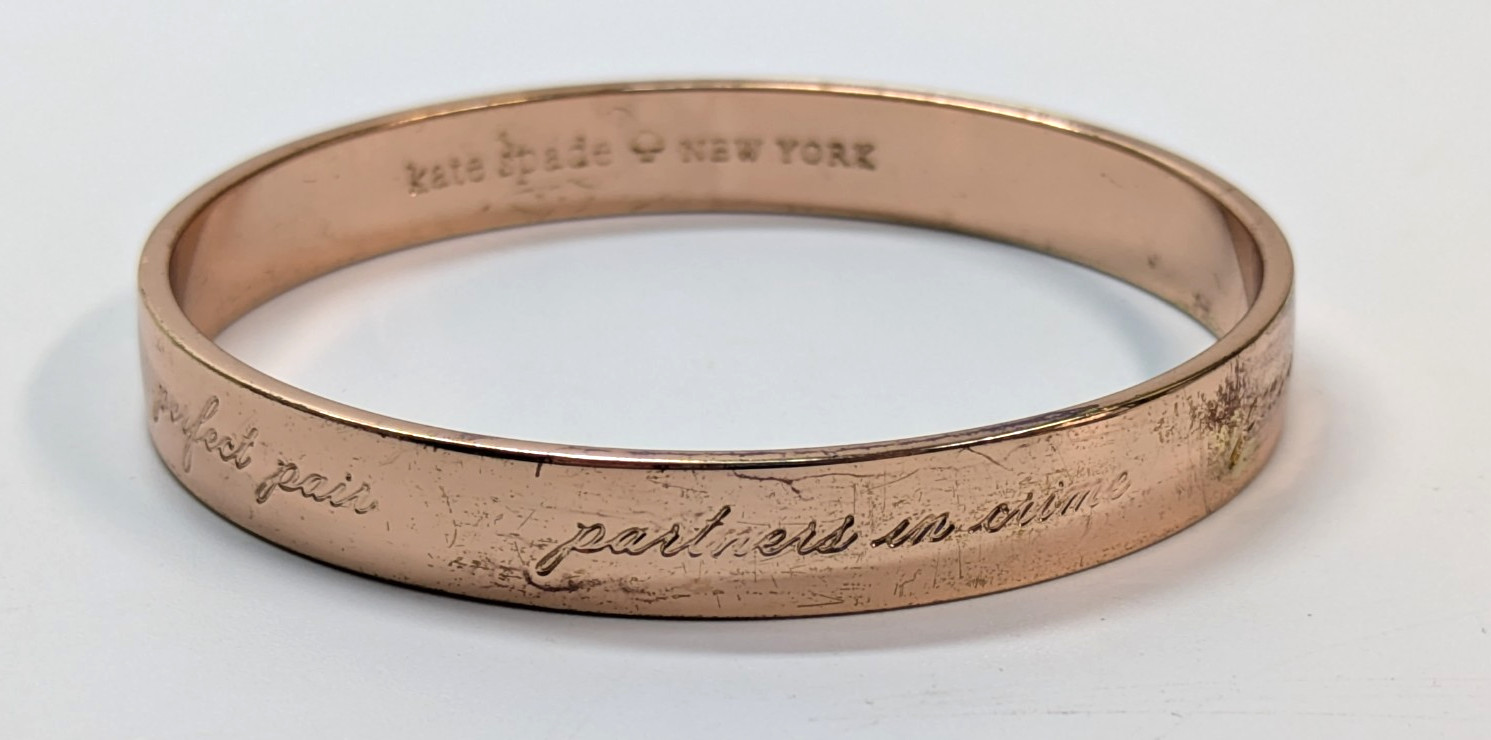 Kate Spade New York Rose Gold Best Friend Ever Bangle 3/8" Wide Bracelet thumbnail 4