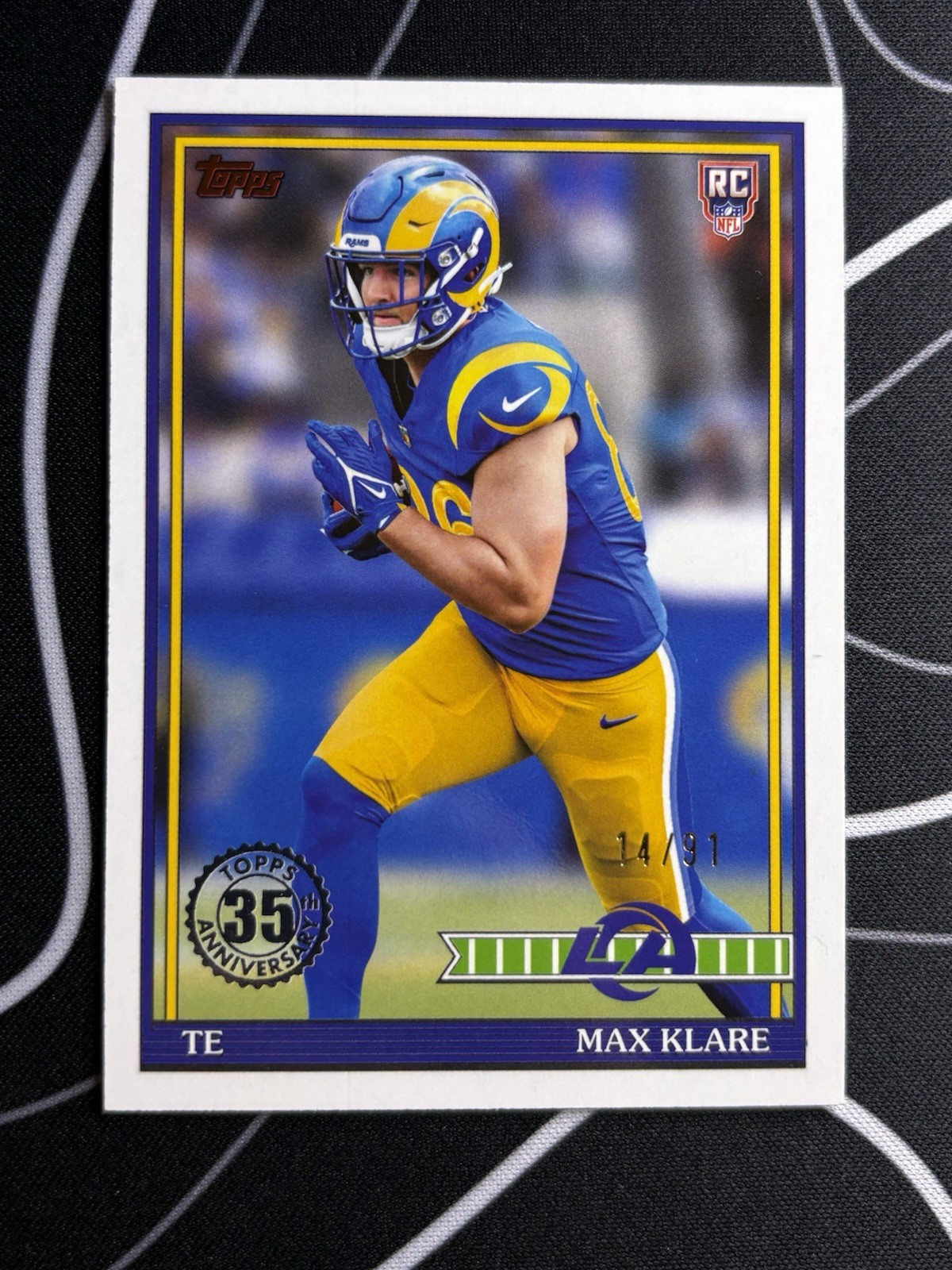 Max Klare #91TR-41 Topps 2026 Flagship RC Los Angeles Rams The one /91
