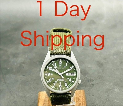 [Exc+5] 1 TAG VERSAND Seiko 5 7S26-3060 SKX425 Tag/Datum grünes Zifferblatt A...