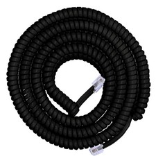 4FT Coiled Telephone Cord 25FT Uncoiled Black