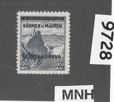 MNH stamp Sc 15  Overprint 1939 Germany  WWII Occupation of  BaM Czech  #9728