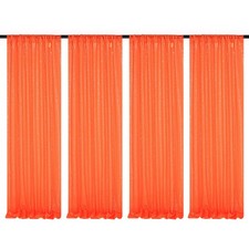 Orange Glitter Shimmer Sequin Halloween Party Photo Backdrop 2x8 Ft 4 PCS