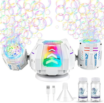 Bubble Machine with Remote Control, 360° Auto Rotation 30000+ Big Bubbles