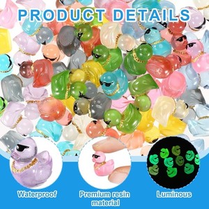 75 Mini Resin Ducks Glow In The Dark With Sunglasses And Gold Chain