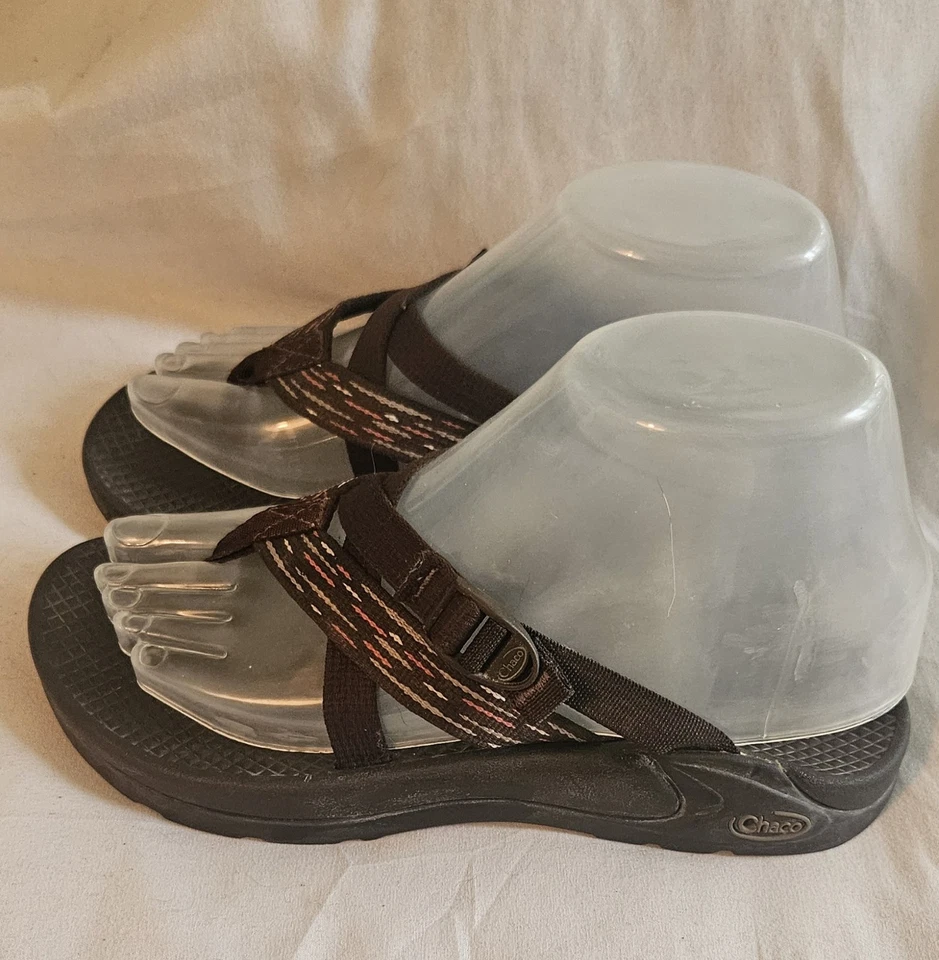 Sandalias Chaco Para Mujer Talla 6 Hipthong Deportivas Tirantes Deslizables Planas Diseño Marrón y Rosa  Foto 3 de 4