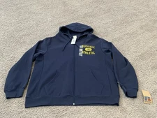 Russell Athletic 1902 Full Zip Spell Out Hoodie Sweatshirt Men's XL Blue NWT