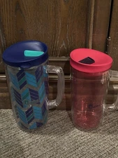 Bubba Mug Bundle Of 2 Handled With Lids 48oz. & 32oz. Green & Blue/Pink BPA Free
