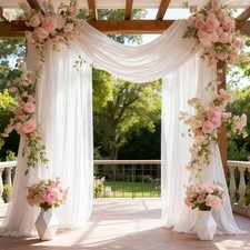 Wedding Arch Draping Fabric 28" x19FT, Sheer Chiffon Fabric Backdrop, 2 Panel...