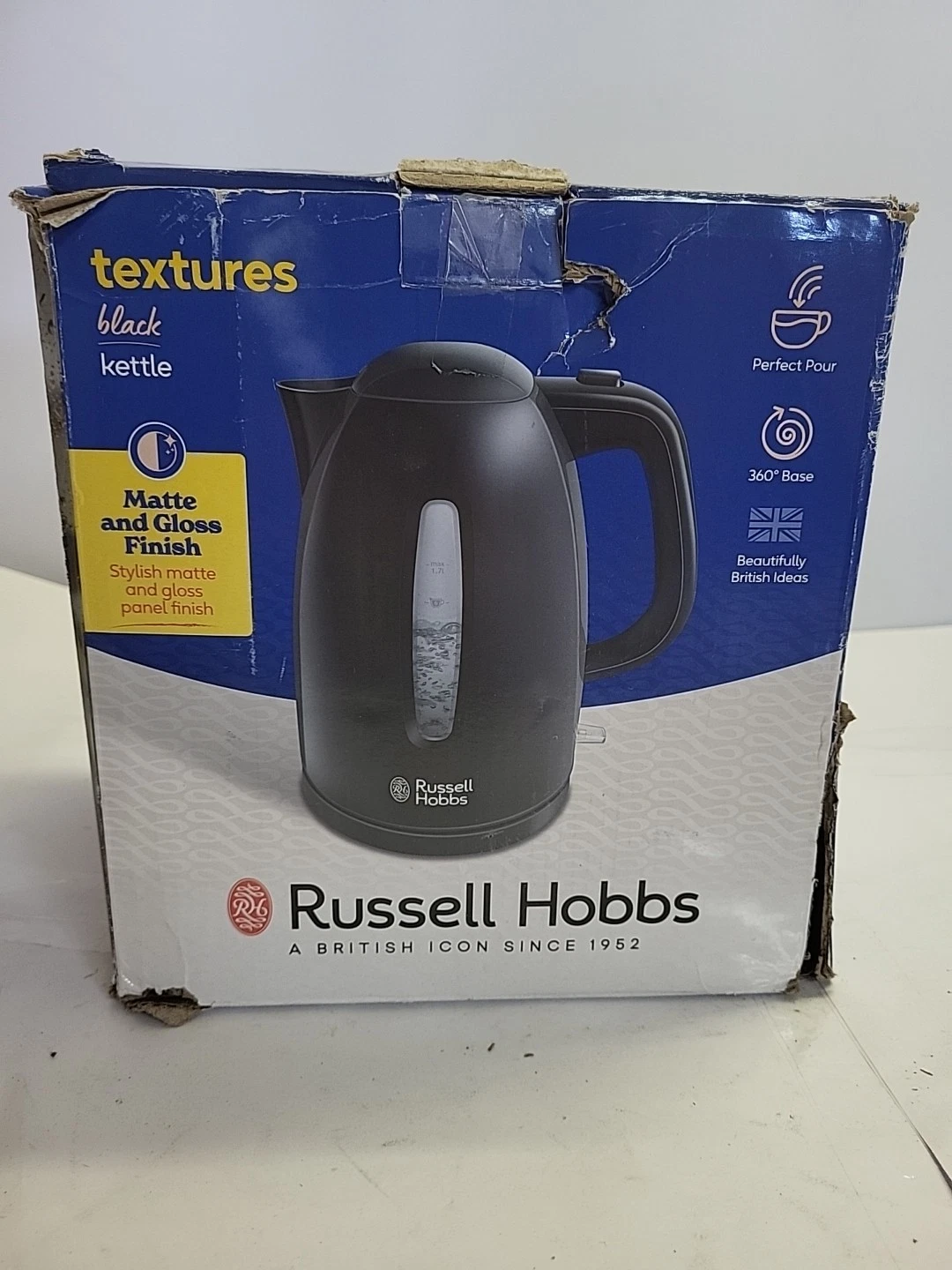 Russell Hobbs Textures Black Cordless Kettle, 1.7L, Fast Boil REF R660