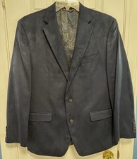 Lauren Ralph Lauren Navy Sport Coat Blazer with Paisley Lined Faux Suede 42R