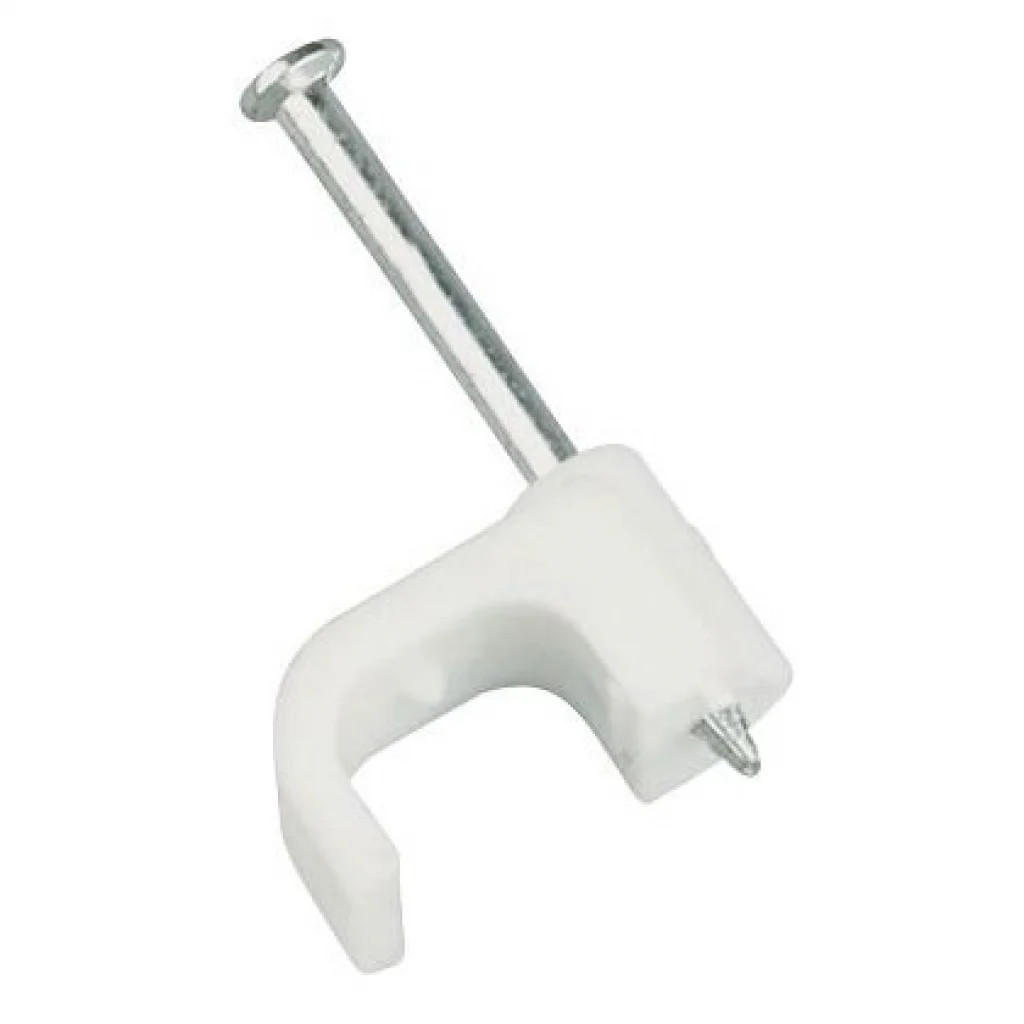 Pack Of 100 x Cable Clips White 5mm Flat Lyvia Electrical F47HBX
