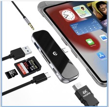 OBERSTER USB C Hub 6-in-1 Adapter 4K HDMI PD 100W USB 3.0 SD TF 3.5mm Mac Laptop