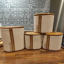 Rayware Coast Vintage Retro Ceramic Tea Coffee Sugar Jars Biscuit Barrel VGC 