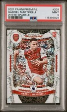 Prizm Premier League 2021 Gabriel Martinelli White Sparkle Prizm SSP RC PSA 9
