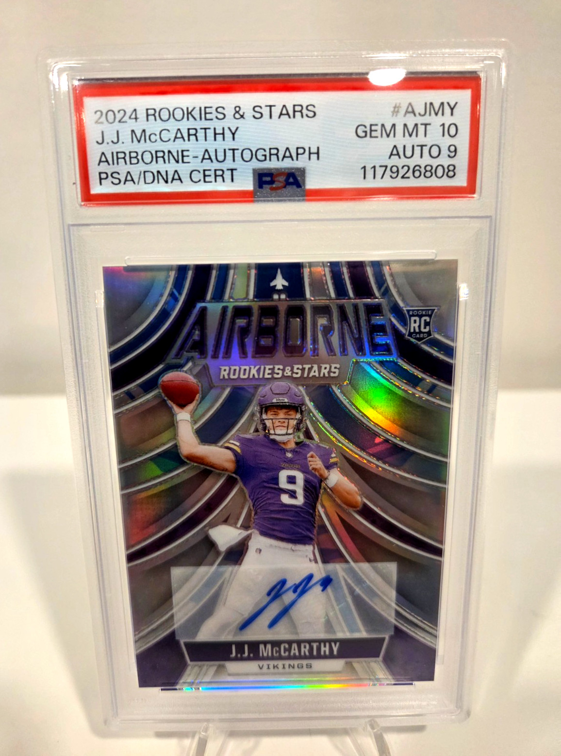 JJ McCarthy Panini Rookies & Stars Airborne #AJMY Autograph