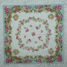 CHRISTIAN DIOR Green Flower Cotton Mini Scarf Pocket Square 19" X 18.5" Q516