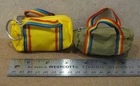 lot 2 Vintage 1980s RAINBOW MINI DUFFLE BAG & key chain keychain 3"-TAN YELLOW