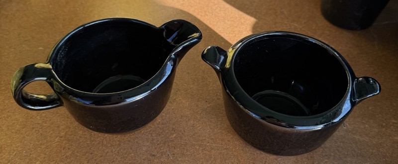 Frankoma Onyx Black Sugar And Creamer 6A And 6B Set.  New, Mint Condition