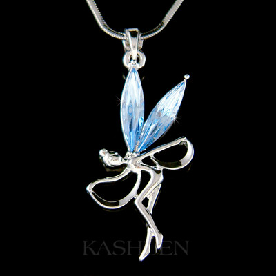 Elfe Fee Tinkerbell Grosser Engel Fairy Kette VINTAGE Straß Flügel Halskette Gol