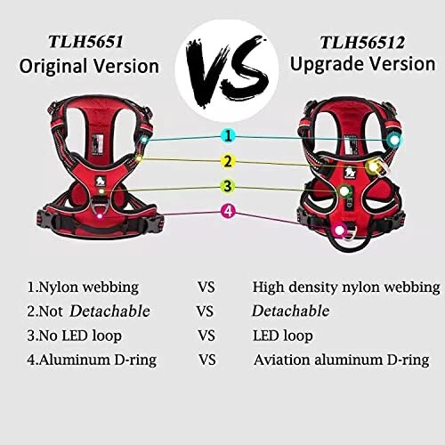 Dog Harness No Pull Nylon Reflective Pet Harness Adjustable Comfortable L Red