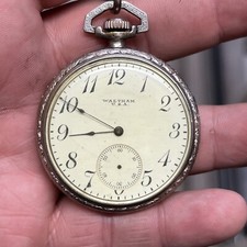 RARE Vintage Waltham USA 15 Jewel 12 Size 1910-20 Wind Up Pocket Watch