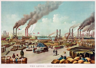 Currier and Ives : ''The Levee - New Orleans'' (1884) - Giclee Fine Art Print