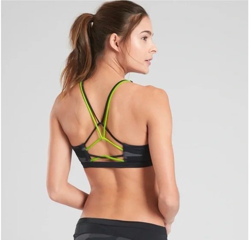 Athleta Freestyle Camo High Neck Swim Top black & grays padded 0375 MED - Picture 2 of 3
