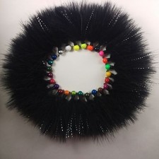 6pk Hand Tied Jig - All Black Marabou Feather - You pick Head Color