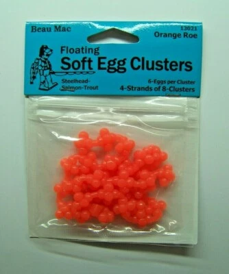 Beau Mac Floating Soft Egg Strands Cluster Orange Steelhead/Salmon/Trout #13021