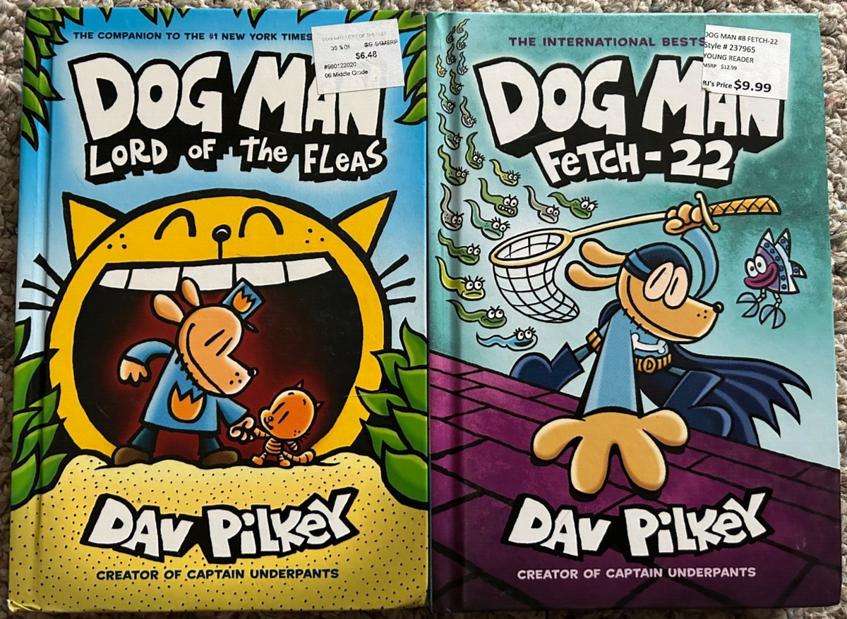 2 DOG MAN SERIES BOOKS ~ DAV PILKEY LORD OF THE BOOK ~ FETCH 22