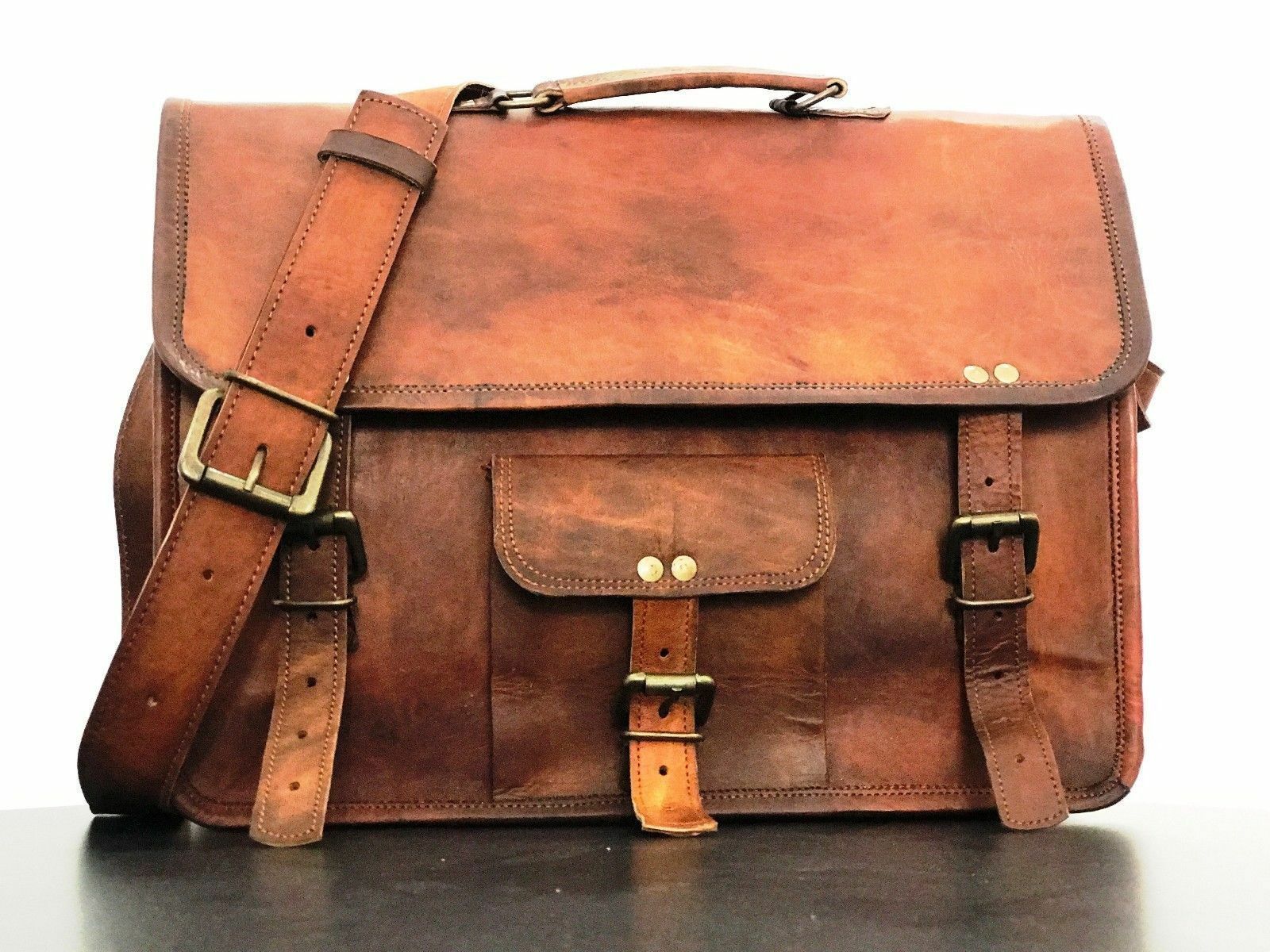 Handmade Vintage Leather Messenger Bag for Men - Laptop Shoulder Bag