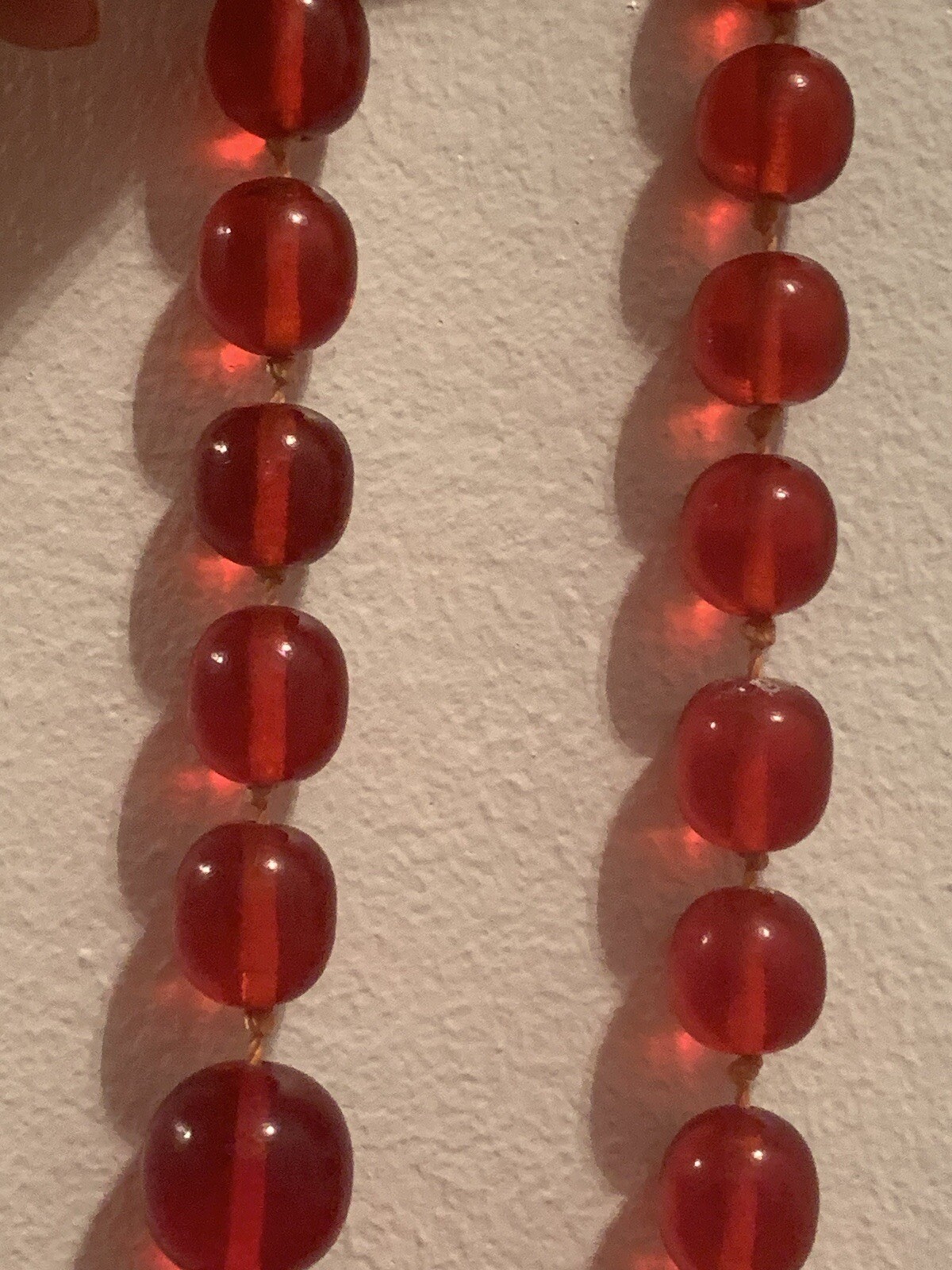 Vintage Plastic Translucent Cherry Red Lucite Bea… - image 12