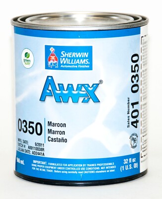 Waterborne Sherwin AWX Performance Plus Basecoat, Maroon - 0350 Quart 32 oz