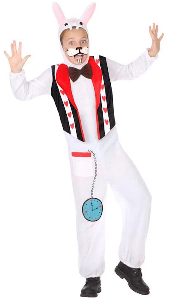 Costume bianco coniglio bambino Alice vestito coniglietto animale carnevale