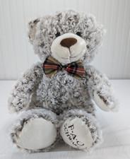 FAO Schwarz Teddy Bear Plush 18" Stuffed Animal Plaid Bow Tie White Brown