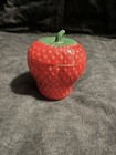 Vintage Hazel Atlas Painted Milk Glass Strawberry Jar w/ Lid — photo 1