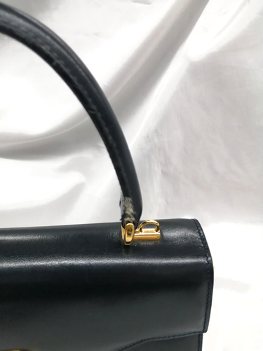 Gucci Lady Lock Top Handle Handbag Black Leather w/ Key & Mirror Used Authentic - Picture 6 of 24