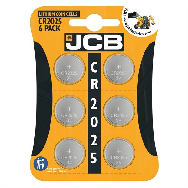 6 X JCB CR2025 3V Lithium Button Coin Cell Battery DL2025 BR2025